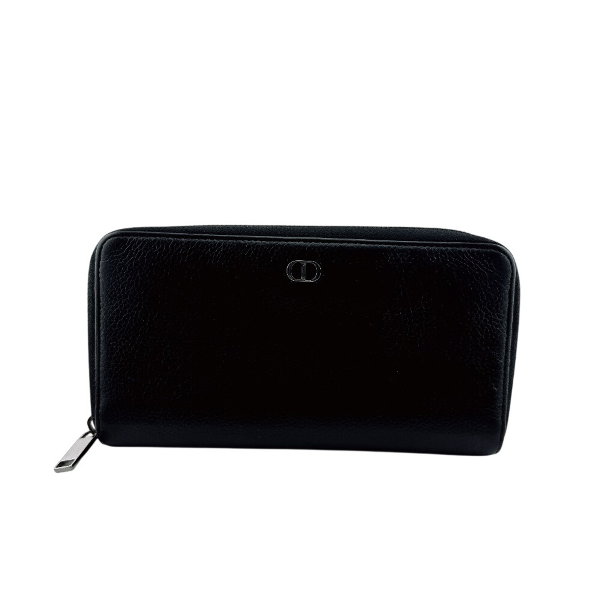 Christian Dior Dior Round Zip Wallet Cd Logo Long Black